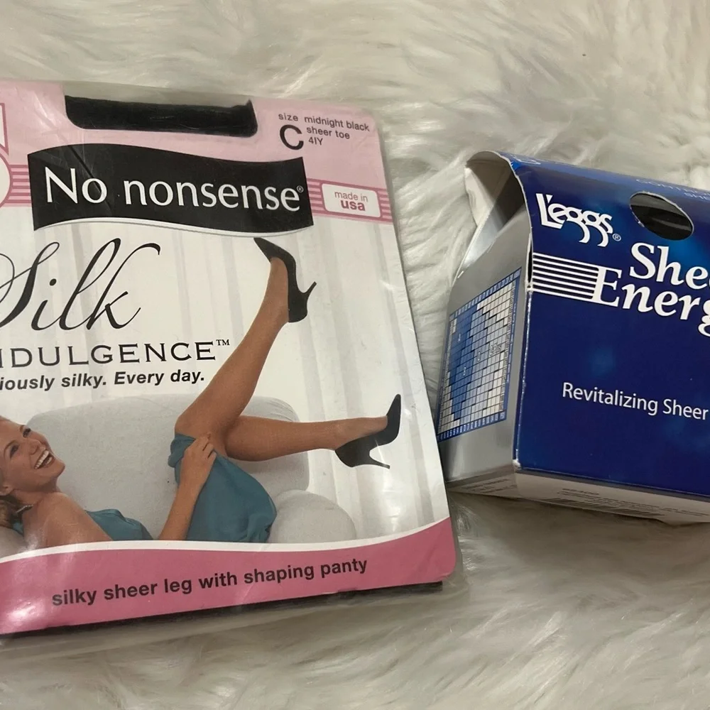 No Nonsense Ctl Top Nylon Midnight Blk Size C &‎ Leggs Sheer Energy Jet Blk Sz B